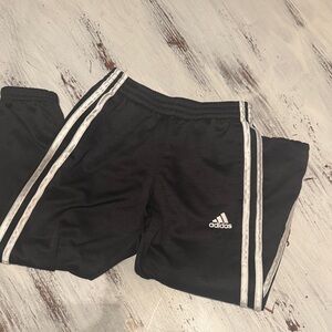 Adidas Kids Black Joggers with White Stripes